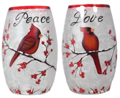 China 2 China Wholesale Design Light Up Small Peace And Love Bird Flower Vase Glass Jar With Light for sale