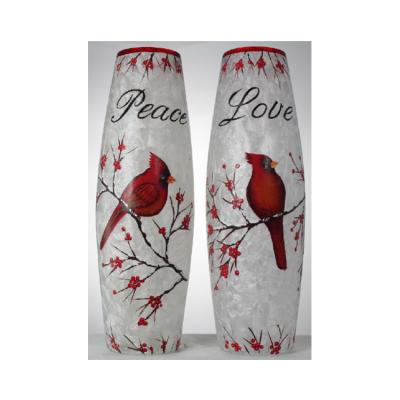 China 2 Latest High Quality and Superior Safety Design Vase Peace and Love Bird Lighted Glass Jar for sale