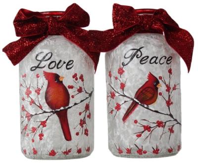 China 2021 wholesale high quality glass vases lighted vase factory price peace and love bird jar glass vases with led lights centerpieces for sale