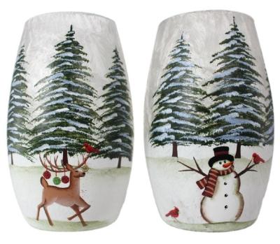 China 2 Finest Price Desks Under Christmas Trees And Vase Led Winter Snowmen And Deer Lighted Glass for sale