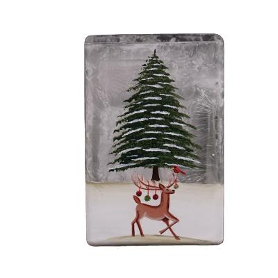 China 2 Mini Led Warm White Vase Trees and Multifunctional Decorative Snowmen and Deer Modern Lighted Glass for sale