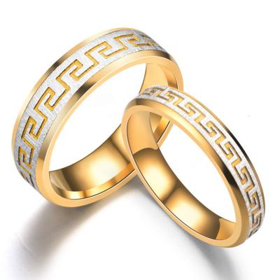 China European and American Great Wall creative pattern retro couples CLASSIC titanium steel ring for sale