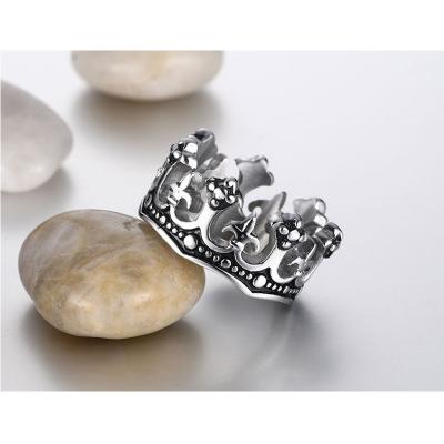 China European and American popular jewelry ring stainless steel crown punk casting retro ring for sale