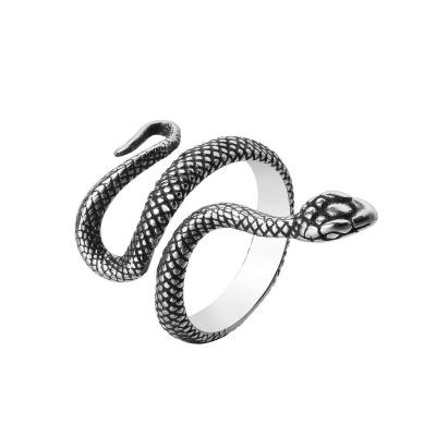 China Men's hip hop explosion stainless steel fashionable ring snake ring personality dominant punk alternative ring for sale