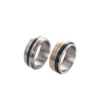 China Long color maintaining European and American simple titanium stainless steel couples rotating soft ring fashion personality for sale