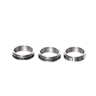 China CLASSIC European and American stainless steel simple titanium steel corrosion oiled rotary ring of fashion couples for sale