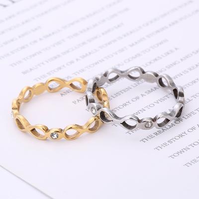 China Jewelry CLASSIC Titanium Stainless Steel Steel Laser Cut Number Rings With Diamond for sale