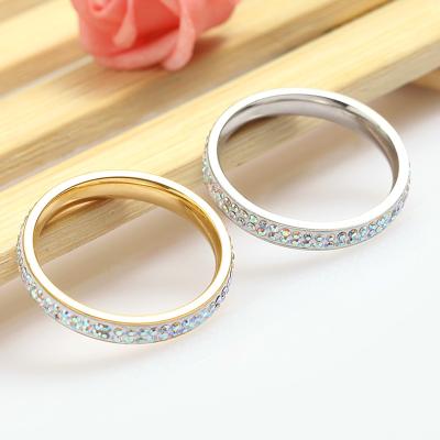 China CLASSIC stainless steel jewelry Titanium steel soft clay ring with colorful rhinestone for sale