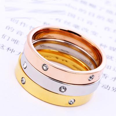 China CLASSIC Jewelry Titanium Stainless Steel Steel Three Piece Ring With Diamond For Couples for sale