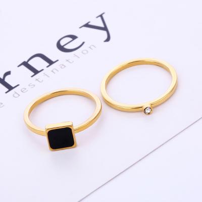 China FASHIONABLE Jewelry Titanium Stainless Steel Gold Ring With Diamond For Couples for sale