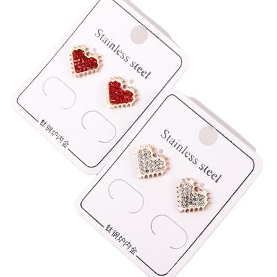 China Wholesale Custom Heart Shaped Simple Creative Strawberry Fashion Personality Stainless Steel Diamond Stud Earrings New Stainless Steel Earrings for sale