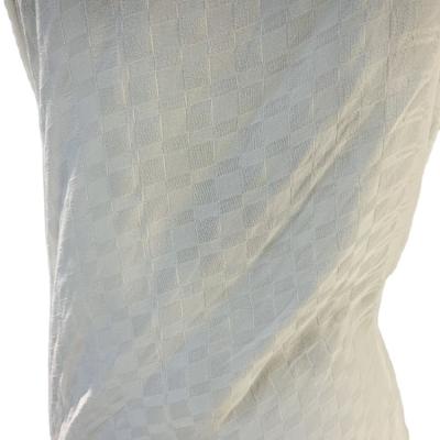 China Wholesale Pure White Color Grid Viscous Rayon Single Stretch Sheer Apparel Fabric for sale