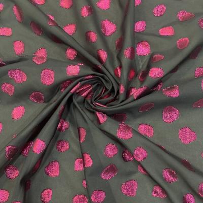 China Jacquard Pattern Metallic Pink Dot Pattern Polyester Poly Metallic Woven Fabric FOR Dress for sale