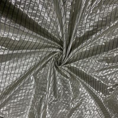 China Metallic Gold Pleated Poly Lame Shiny Cotton Polyester Metallic Fabric FOR Dress for sale