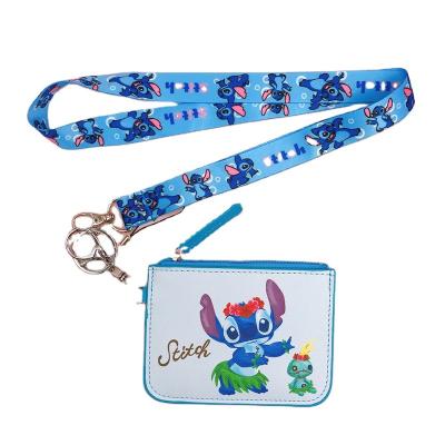 China Fashion Star Baby Stitch Waterproof PU Card Holder Coin Purse Fashion Lanyard Cards Case Card Bag for sale