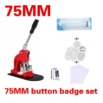 China DIY Making Badges 75mm Badge Making Machine Round Button Maker Kit + 75mm Acrylic Paper Cutter + 500pcs 75mm Blank Button Badge Materials for sale