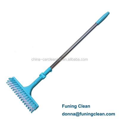 China Sustainable 2 in 1 multy function floor brush with window squeegee and telescopic aluminum handle for sale