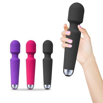 China Magic Wand Rechargeable Vibrator 20 Modes Silicone Vibrator USB Rechargeable Vibrator Sex Toys For Woman for sale