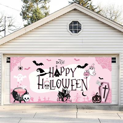 China Custom Usage Stickers Custom New pink Halloween decoration backdrop banner door hanging garden flag hanging decorations party supplies for sale