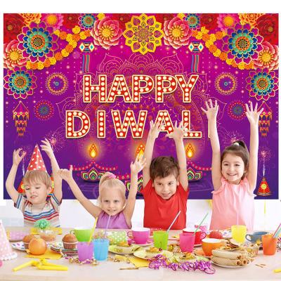 China New year Decorations New Diwali theme Wan Wali Festival layout banner hanging cloth light background party decoration supplies for sale