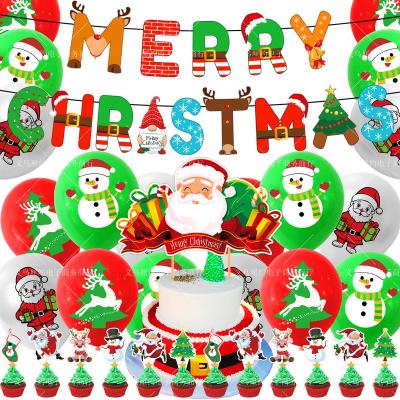 China Christmas party Christmas party decorations Santa Pull flag cake topper latex balloon set Christmas decoration supplies for sale