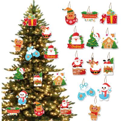 China Custom Usage Stickers Custom New Christmas party theme tag Santa Claus Moose chimney tag gift tag hanging decoration for sale