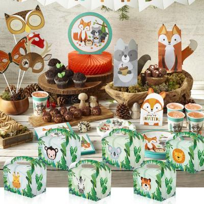 China Party Gift Box Jungle Animal paper hand carton gift box Candy box wild treat box Children's birthday party supplies for sale