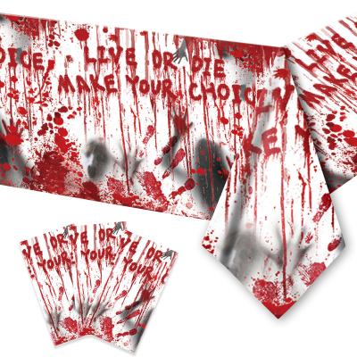 China Activity Decoration Etc New style red scary bloody halloween theme party paper tableware set plates cups napkins halloween party decorations for sale