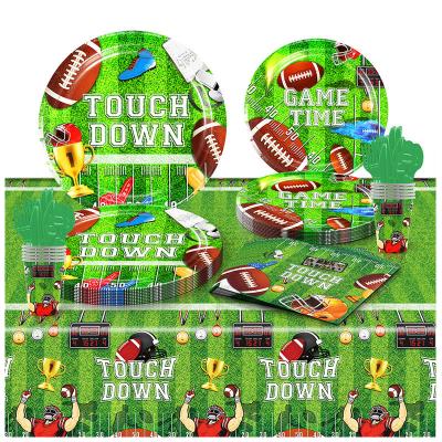 China Super Bowl Super Bowl football Serve 10 people Paper plates Paper cups Paper towels tablecloth Disposable party tableware set for sale