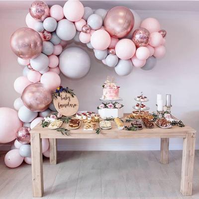 China Wedding 169 PCS Wedding Birthday Party Decoration Pastel Grey Pink Balloons Garland Arch Kit Party Decor Supplies for sale