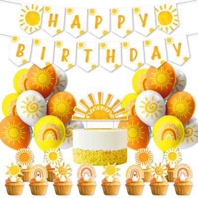 China Birthday Sunshine theme birthday party banner balloon paper plate tableware disposable set Birthday Decorations Set Party Supplies for sale