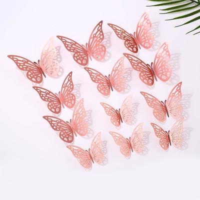 China All party 3D butterfly festival home holiday decoration stickers hollow out pvc anime butterfly 3d soft printing sticker for sale