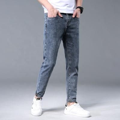 China Custom Logo Fashion Men's Jeans Casual Washed Jeans Pant Stretch Breathable Straight Jeans Wholesale Denim for sale