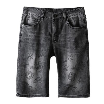 China Jacquard QUICK DRY Slim Five-point Pants Fashion Summer Casual Straight Wear-resistant Men's Denim Shorts for sale