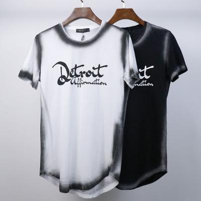 China 100% Breathable KEROSENE Cotton Mens Tees Two Tone T-Shirt Curved Tees Dye T Shirt 2020 High Quality T Shirt for sale