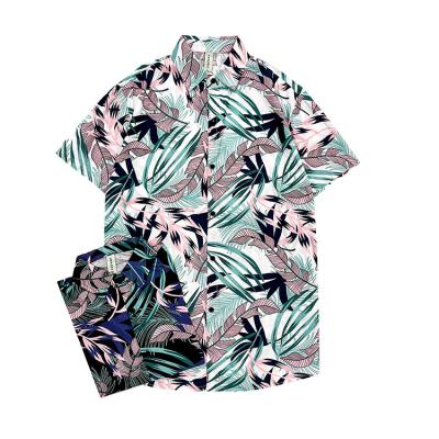 China 100% KEROSENE Shirt Dress Homme Cotton Hawaiian Shirt Breathable Beach Wear Half Sleeve Shirts For Men Casual for sale