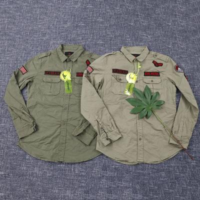 China Breathable KEROSENE Spring Autumn Embroidered Logo Military Army Green Mens Shirts Wholesale Long Sleeve for sale