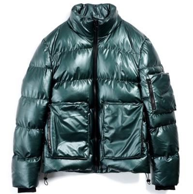 China Plus Size KEROSENE Green Down Blast Turtle Neck Jacket Winter Mens Jackette With Pocket On Sleeve for sale