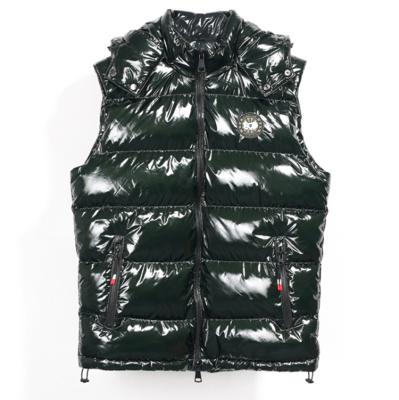 China KEROSENE Plus Size Customized Shiny Black Sleeveless Stripper Jacket With Hood for sale