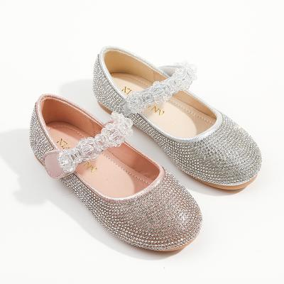 China Round VitaG girls flat princess shoes 2021 girls crystal shoes new autumn shiny rhinestone children small to show off elegant shoes for sale