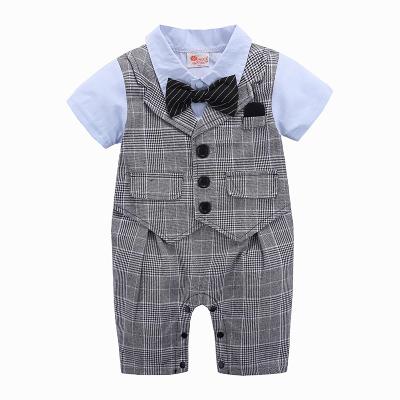 China VitaG Dropshipping Anti-Shrink Children's Clothing Baby Summer One-Piece Jumpsuit One-Piece Bow Romper Newborn Gentleman for sale