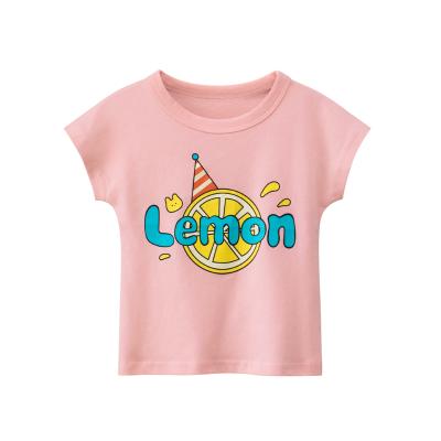 China VitaG anti-shrink Dropshippig wholesale fashion cool kids clothes new style lemon pattern design knitted girls T-shirts for kids for sale