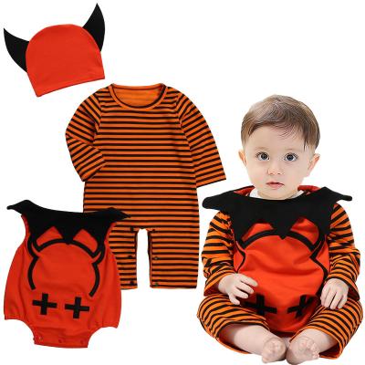 China Dropshipping 100% Cotton VitaG Kids Baby Rompers Costume Winter Jumpsuits Halloween Gilrs Bat Hooded Demon Vampire Boys Striped Rompers for sale