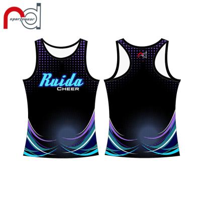 China Customs Antibacterial Sublimation Sports Ladies Kids Singlet Fitness Women Cheerleading Crop Tank Top for sale