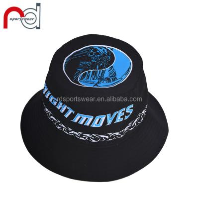 China Custom Picture Pattern Sublimation Bucket Men Blue Fishmen Sublimated Polyester Hat for sale