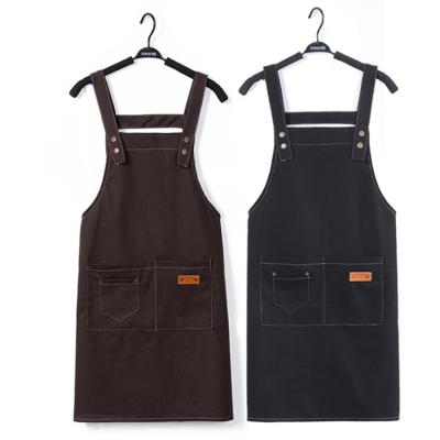 China Custom Durable Fashion Styles Logo Cotton Polyester BBQ Chef Cooking Aprons Kitchen Apron With Pockets for sale