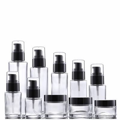 China Wholesale 30g 50g 20ml 50ml 100ml Eco-friendly Recyclable Cosmetic Glass Bottle Sets Glass Jar For Skin Care Face Cream Lotion Bottle for sale