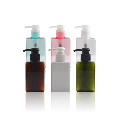 China Washable In Stock 450ml Multifunctional Square Lotion Bottle Shampoo Bottle With Easy Press Pump for sale