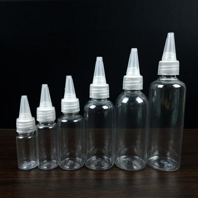 China Free Sample 100ml Washable Empty Pointed Mouth Plastic Dropper Bottle With Clear Plastic Cap for sale