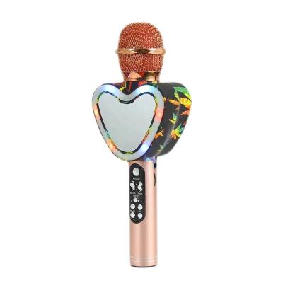 China Wireless USB Microphone Karaoke Microphone with Controllable LED Lights Portable Handheld Karaoke Speaker for sale